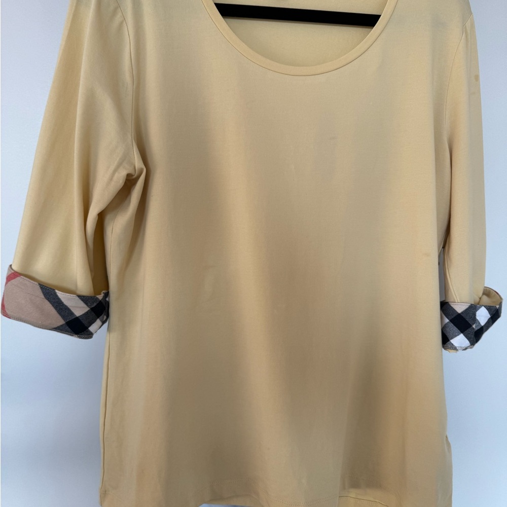Burberry yellow Blouse with Plaid Cuffs